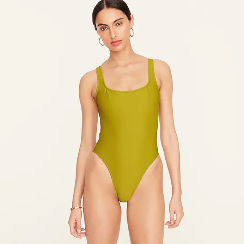 Ribbed squareneck one-piece
